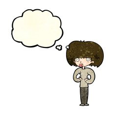 cartoon surprised woman with thought bubble N94