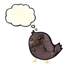 cartoon bird with thought bubble N106