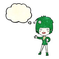 cartoon vampire girl with thought bubble N87