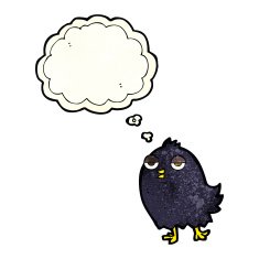 funny cartoon bird with thought bubble N51