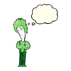 cartoon vampire with thought bubble N45