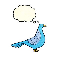 cartoon bird with thought bubble N108