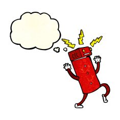 cartoon robot with thought bubble N57
