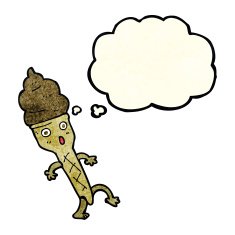 cartoon ice cream with thought bubble N3