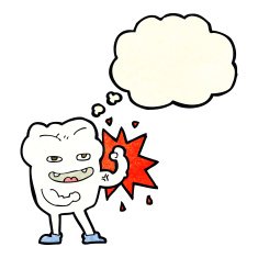 cartoon strong healthy tooth with thought bubble N4