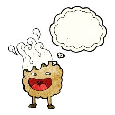 cookie cartoon character with thought bubble N4