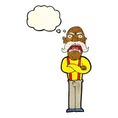 cartoon shocked old man with thought bubble N12