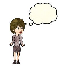 Cartoon Annoyed Woman With Thought Bubble N70