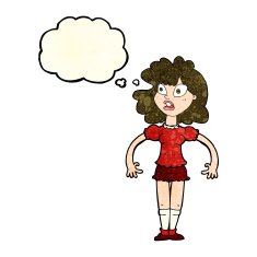 cartoon pretty girl with shocked expression thought bubble N4
