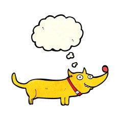 cartoon happy dog with thought bubble N33