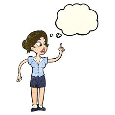 cartoon woman with great idea thought bubble N8