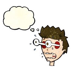 cartoon surprised man with eyes popping out thought bubble N4