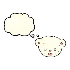 cartoon polar bear face with thought bubble N7