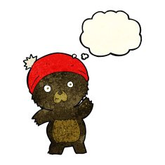 cute cartoon black bear with thought bubble N22