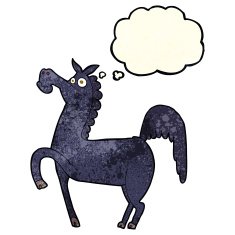 funny cartoon horse with thought bubble N4