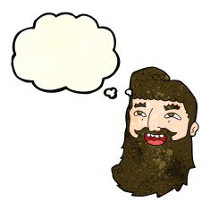 cartoon man with beard laughing thought bubble N4