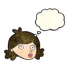 cartoon pretty face with thought bubble N4