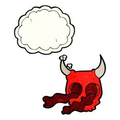cartoon halloween skull with thought bubble N2