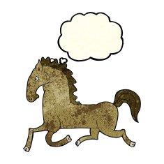 cartoon running horse with thought bubble N2