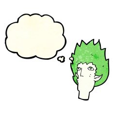 cartoon vampire face with thought bubble N13