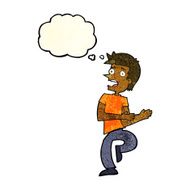 cartoon stressed out man with thought bubble N8