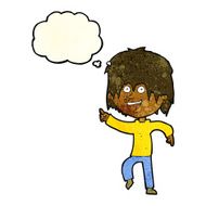 cartoon happy boy with thought bubble N89