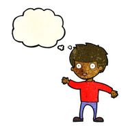 cartoon happy boy with thought bubble N90
