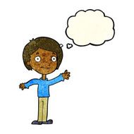 cartoon happy boy with thought bubble N91
