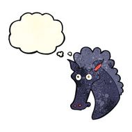 cartoon horse head with thought bubble N4