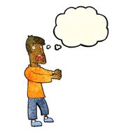 cartoon terrified man with thought bubble N90