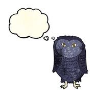 cartoon owl with thought bubble N23