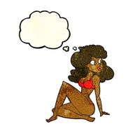 cartoon sexy woman in underwear with thought bubble N7