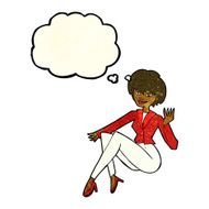 cartoon businesswoman sitting with thought bubble N4