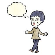 cartoon halloween zombie woman with thought bubble N4