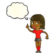 cartoon pretty girl with idea thought bubble N11
