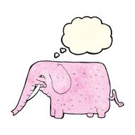 cartoon funny elephant with thought bubble N8