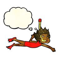 cartoon swimmer with snorkel thought bubble N4