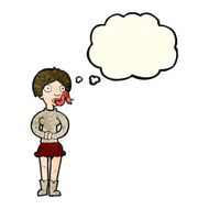 cartoon woman with snake tongue thought bubble N6