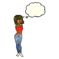 cartoon attractive girl with thought bubble N7