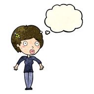 cartoon shocked woman with thought bubble N37
