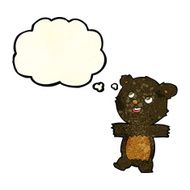 cartoon black bear with thought bubble N25