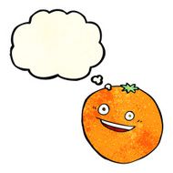 happy cartoon orange with thought bubble N2