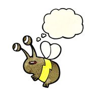cartoon happy bee with thought bubble N7
