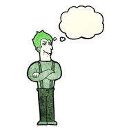 cartoon vampire with thought bubble N48