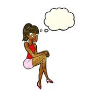 cartoon pretty woman with thought bubble N107