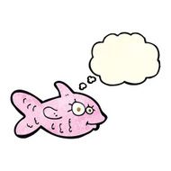 cartoon happy fish with thought bubble N8