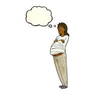 cartoon pregnant woman with thought bubble N8