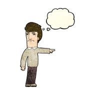 cartoon man pointing with thought bubble N76