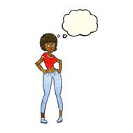 cartoon pretty woman with thought bubble N109