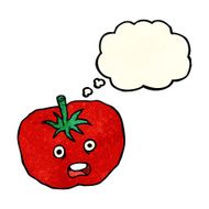 cartoon tomato with thought bubble N17